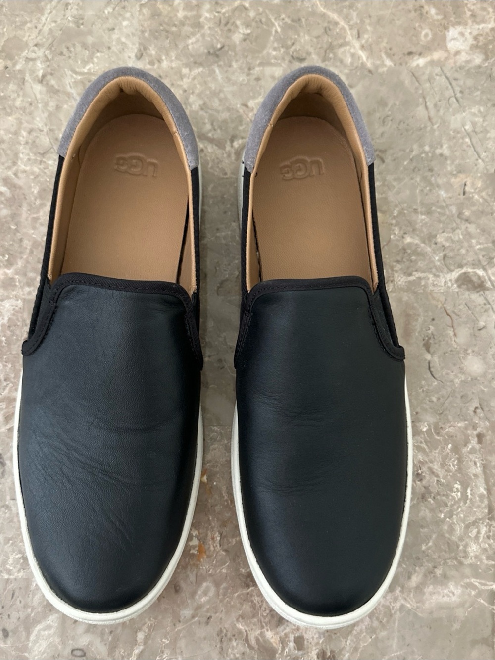 UGG Shoes Womens Size 9 Black Leather Casual Slip On Sneakers Comfort